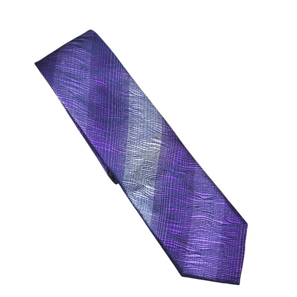 Jos. A. Bank Reserve 100% Silk Textured Geometric Striped Purple Tie Hoco Event - Picture 1 of 4